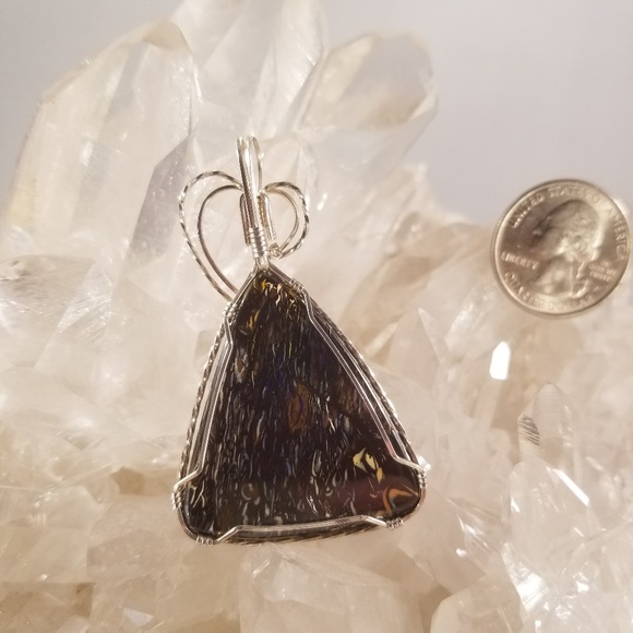 Silver Wire wrapped Australian Boulder Opal - Picture 7 of 12